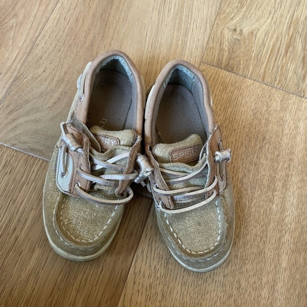 Sperry loafers glitter leather with Velcro girls 9 toddler